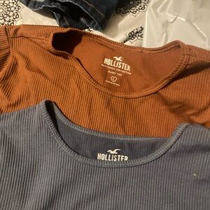 Hollister Must-Have Ribbed Tees in Orange and Blue